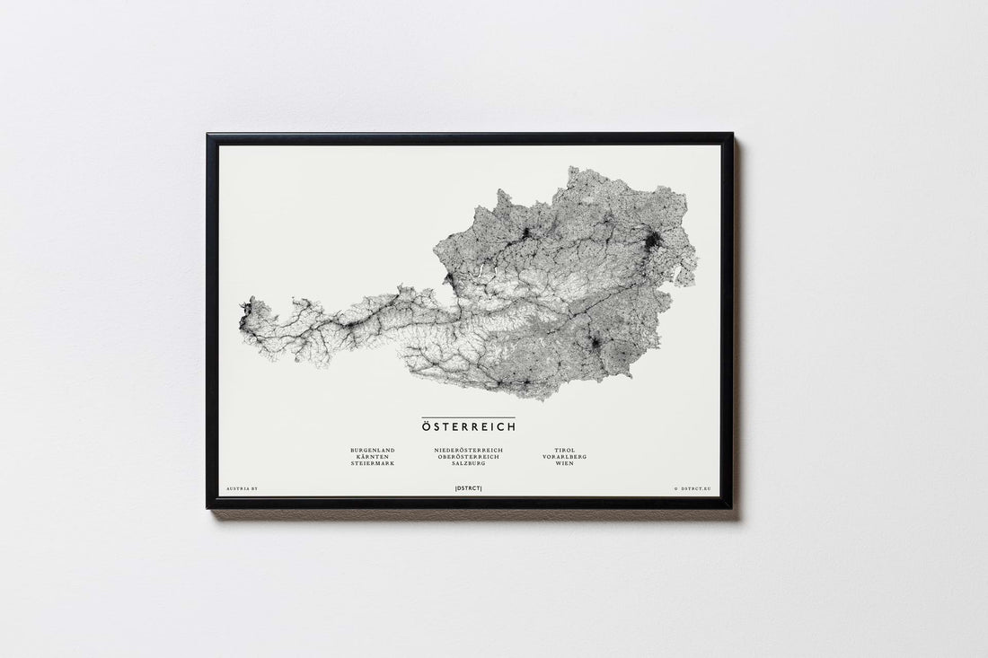 Österreich | Austria | City Map Karte Plan Bild Print Poster Mit Rahmen Framed
