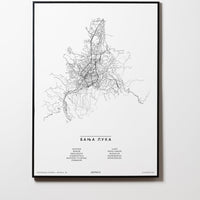 Banja Luka | Republika Srpska | Bosnien und Herzegowina | City Map Karte Plan Bild Print Poster Mit Rahmen Framed L & XL