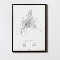 Banja Luka | Republika Srpska | Bosnien und Herzegowina | City Map Karte Plan Bild Print Poster Mit Rahmen Framed