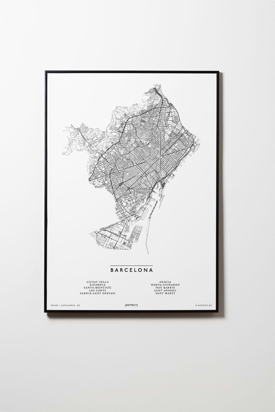 Barcelona | Spanien | City Map Karte Plan Bild Print Poster Mit Rahmen Framed L & XL