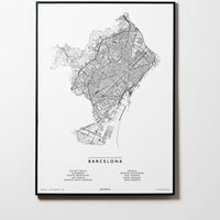 Barcelona | Spanien | City Map Karte Plan Bild Print Poster Mit Rahmen Framed L & XL