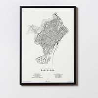 Barcelona | Spanien | City Map Karte Plan Bild Print Poster Mit Rahmen Framed
