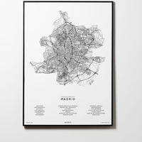 Madrid | Spanien | City Map Karte Plan Bild Print Poster Mit Rahmen Framed L & XL