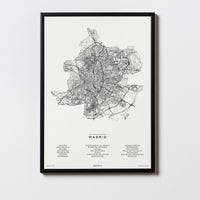 Madrid | Spanien | City Map Karte Plan Bild Print Poster Mit Rahmen Framed