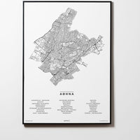 Athen | Griechenland | City Map Karte Plan Bild Print Poster Mit Rahmen Framed L & XL