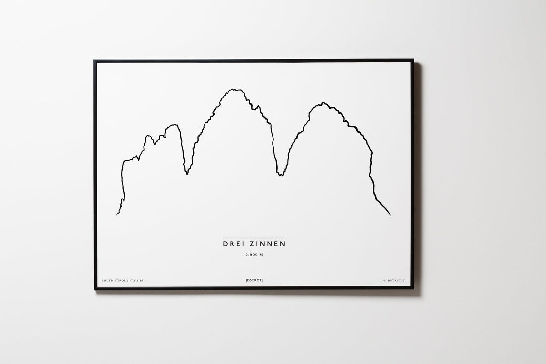 Drei Zinnen | Südtirol | Italien | Illustration | Zeichnung Bild Print Poster Mit Rahmen Framed L & XL