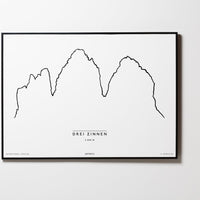Drei Zinnen | Südtirol | Italien | Illustration | Zeichnung Bild Print Poster Mit Rahmen Framed L & XL