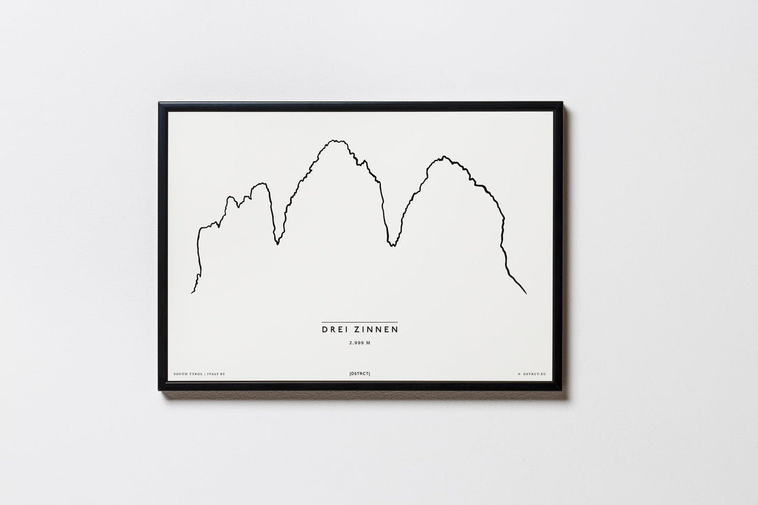 Drei Zinnen | Südtirol | Italien | Illustration | Zeichnung Bild Print Poster Mit Rahmen Framed