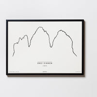 Drei Zinnen | Südtirol | Italien | Illustration | Zeichnung Bild Print Poster Mit Rahmen Framed