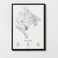 Montenegro | Crna Gora | City Map Karte Plan Bild Print Poster Mit Rahmen Framed
