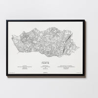 Porto | Portugal | City Map Karte Plan Bild Print Poster Illustration Framed mit Rahmen