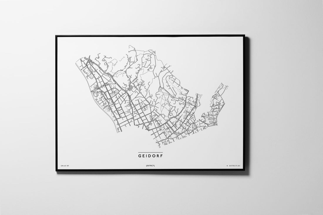 Geidorf | 8010, 8036, 8043 | Graz | City Map Karte Plan Bild Print Poster Framed Mit Rahmen L & XL