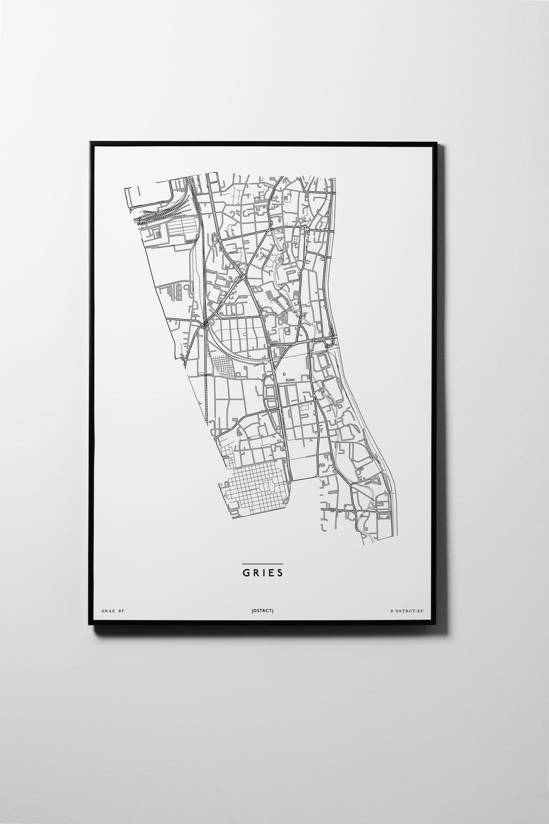 Gries | 8020, 8053, 8055 | Graz | City Map Karte Plan Bild Print Poster Framed Mit Rahmen L & XL