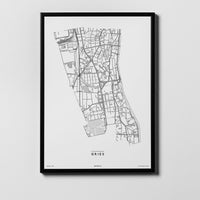 Gries | 8020, 8053, 8055 | Graz | City Map Karte Plan Bild Print Poster Framed Mit Rahmen