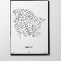 Jakomini | 8010, 8041, 8042 | Graz | City Map Karte Plan Bild Print Poster Framed Mit Rahmen L & XL