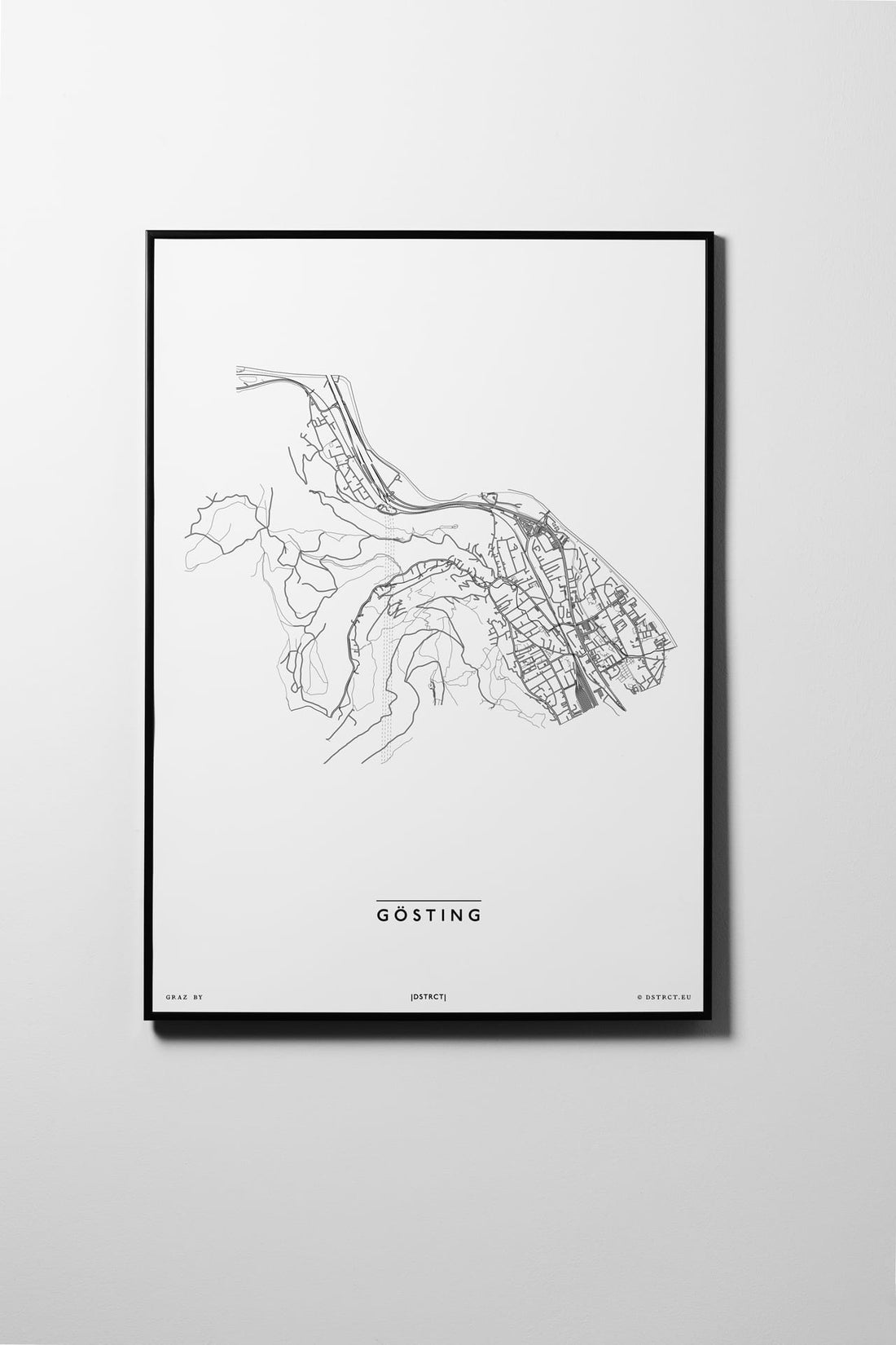 Gösting | 8020, 8042, 8046, 8051, 8052 | City Map Karte Plan Bild Print Poster Framed Mit Rahmen L & XL