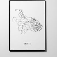 Gösting | 8020, 8042, 8046, 8051, 8052 | City Map Karte Plan Bild Print Poster Framed Mit Rahmen L & XL