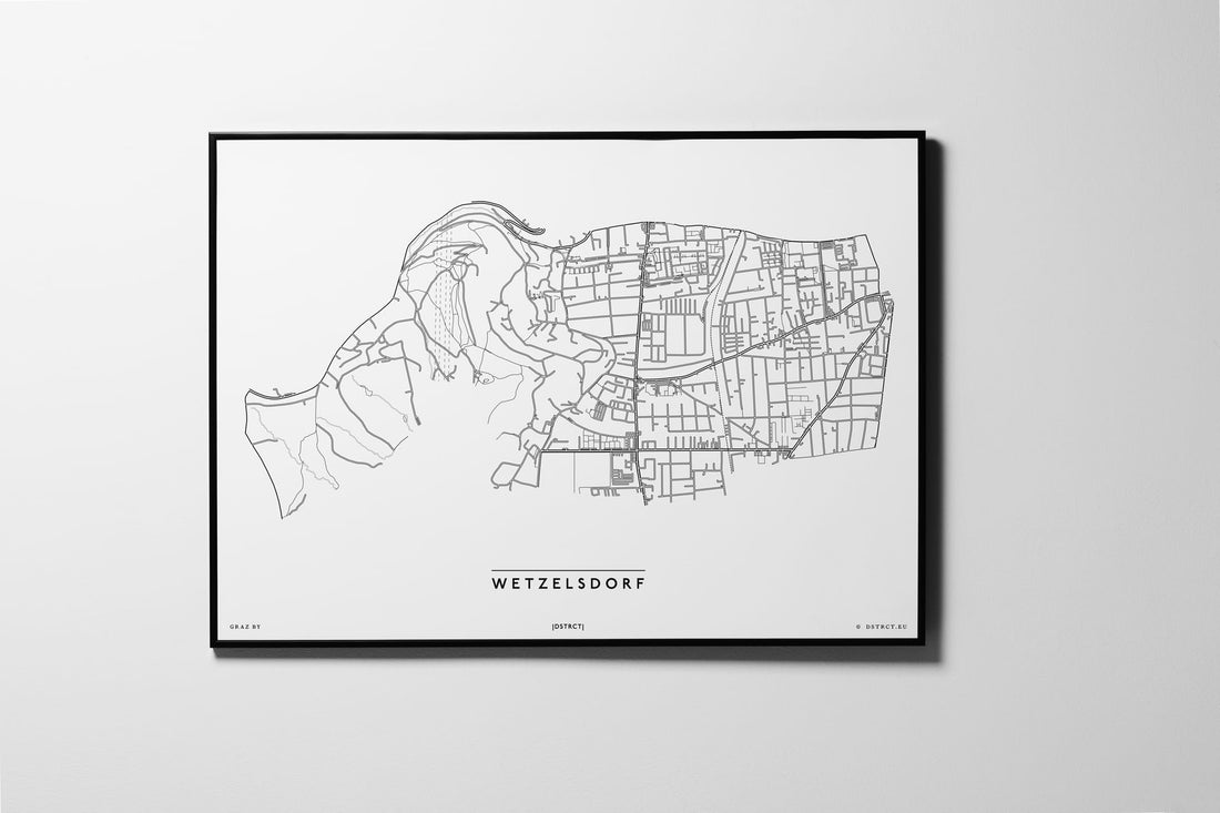 Wetzelsdorf | 8020, 8052, 8053 | Graz | City Map Karte Plan Bild Print Poster Framed Mit Rahmen L & XL