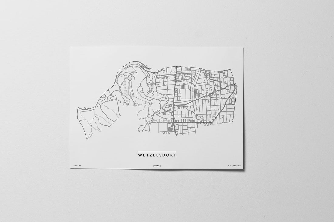 Wetzelsdorf | 8020, 8052, 8053 | Graz | City Map Karte Plan Bild Print Poster Unframed Ohne Rahmen