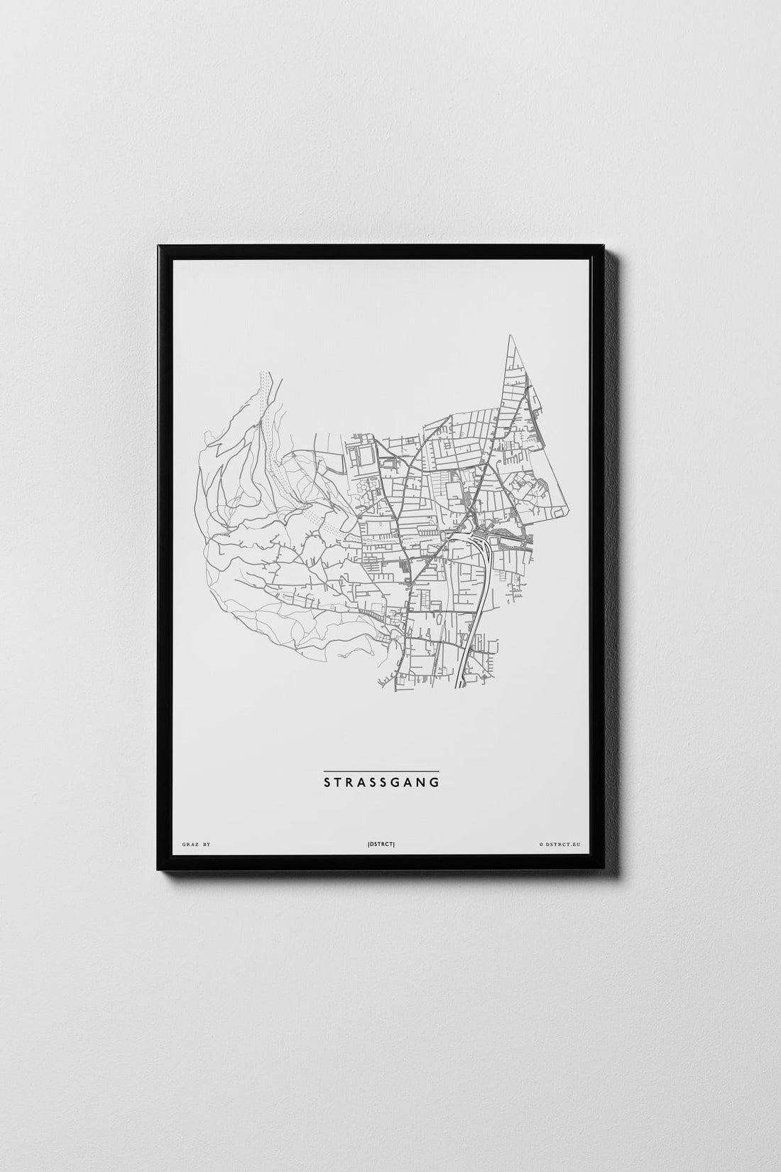 Straßgang | 8020, 8053, 8054, 8055 | Graz | City Map Karte Plan Bild Print Poster Framed Mit Rahmen