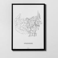 Straßgang | 8020, 8053, 8054, 8055 | Graz | City Map Karte Plan Bild Print Poster Framed Mit Rahmen