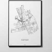 Puntigam | 8020, 8054, 8055, 8073 | Graz | City Map Karte Plan Bild Print Poster Framed Mit Rahmen L & XL