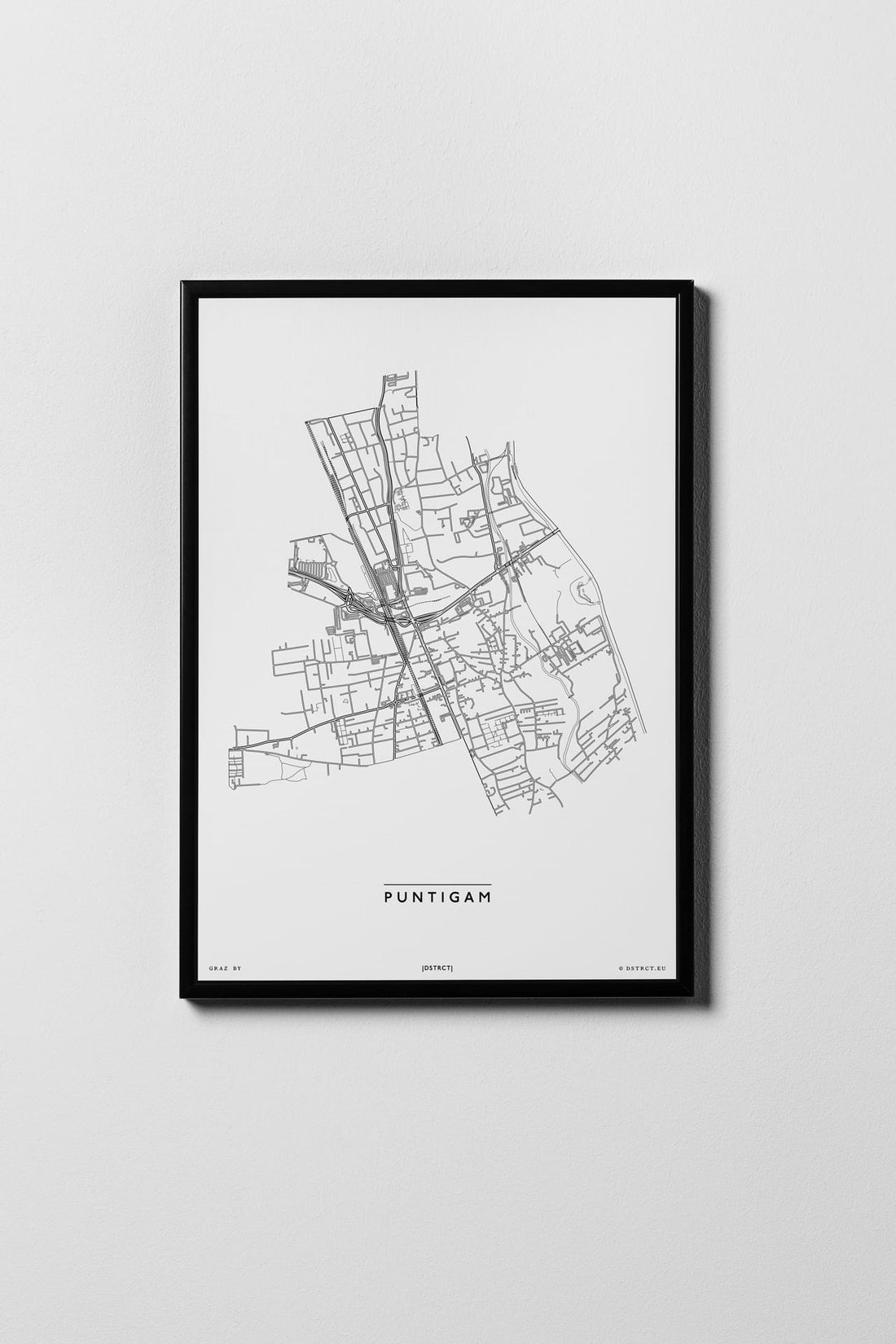 Puntigam | 8020, 8054, 8055, 8073 | Graz | City Map Karte Plan Bild Print Poster Framed Mit Rahmen