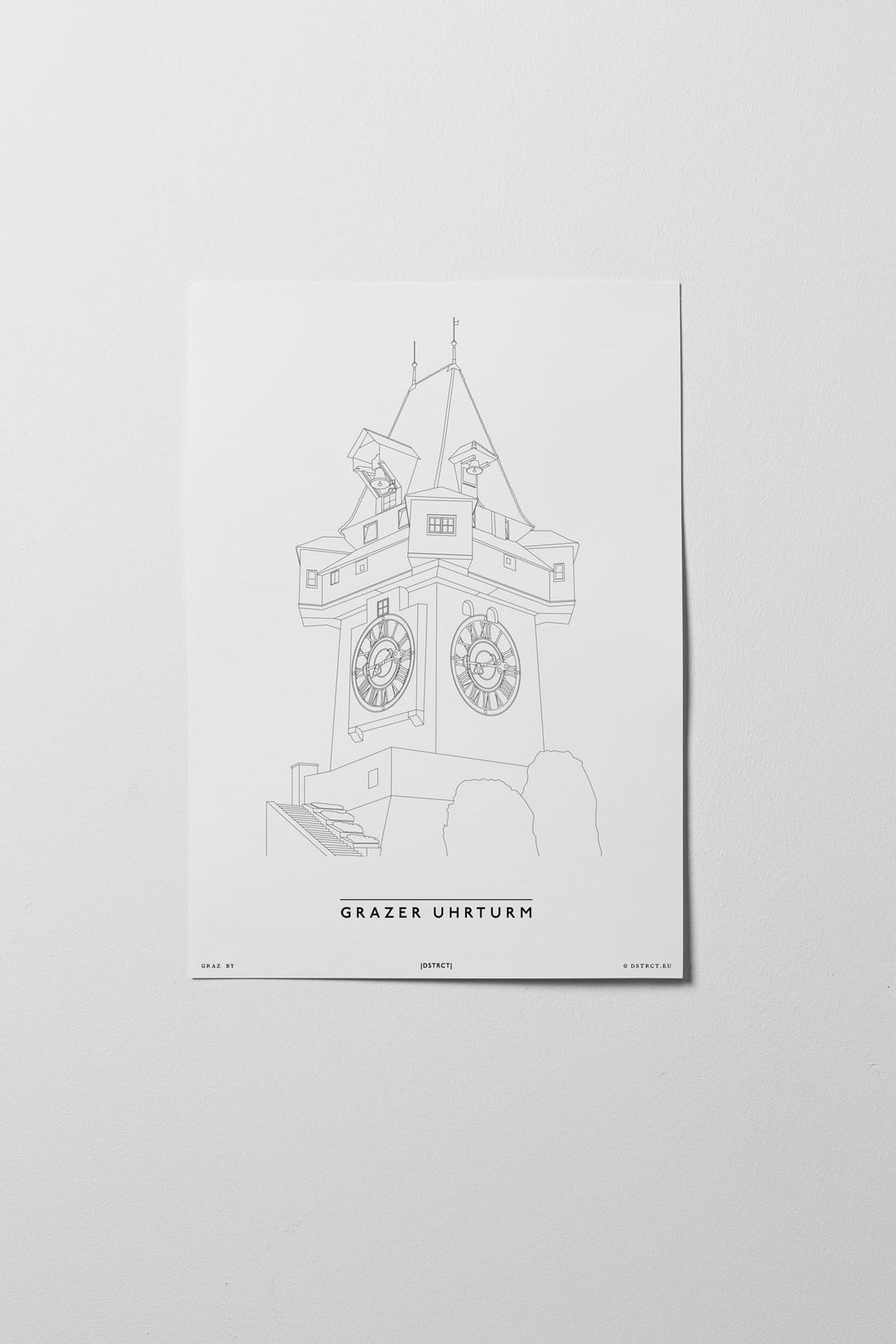 Grazer Uhrturm | Graz | City Map Karte Plan Bild Print Poster Unframed Ohne Rahmen