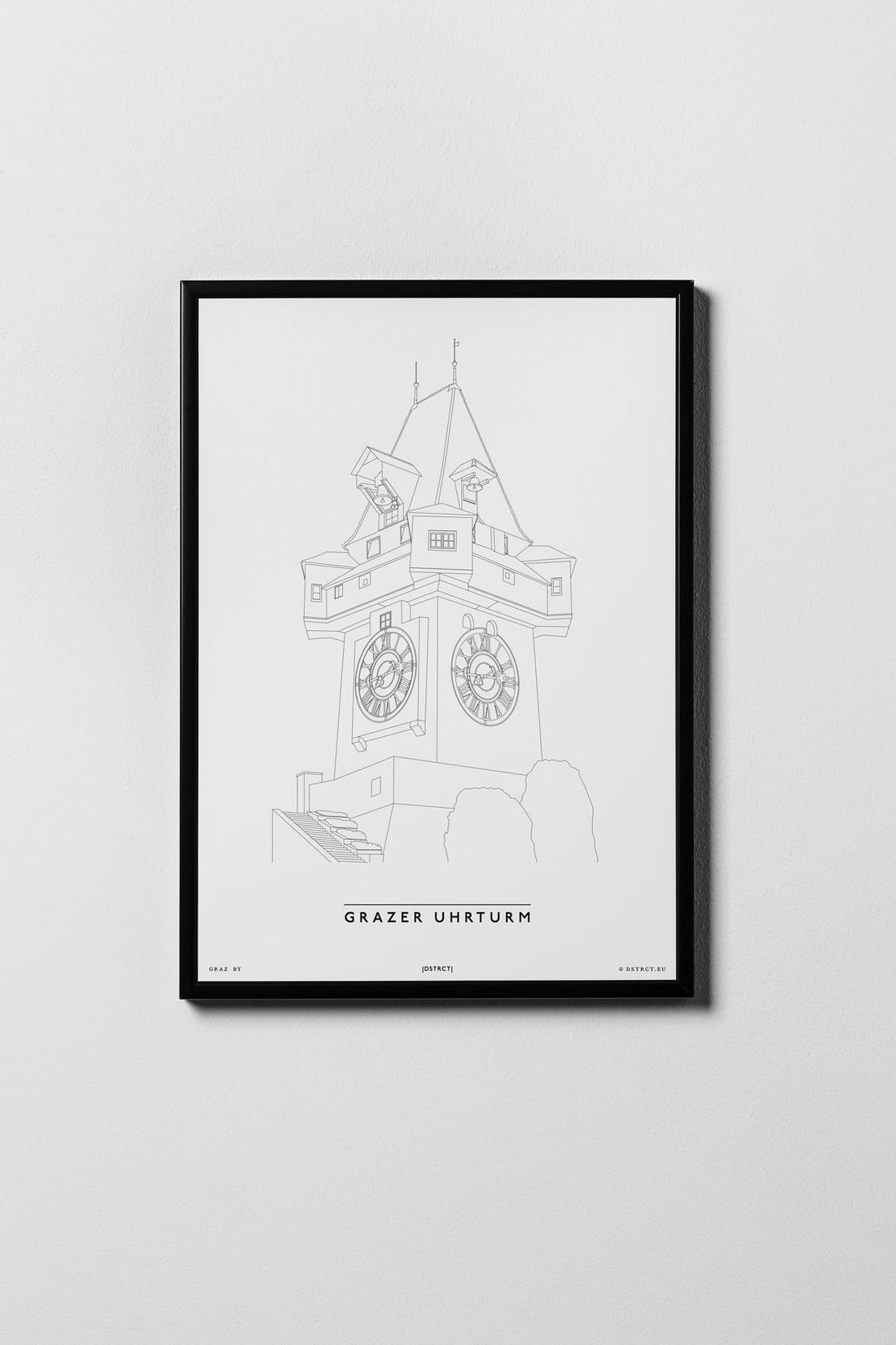 Grazer Uhrturm | Graz | City Map Karte Plan Bild Print Poster Framed Mit Rahmen