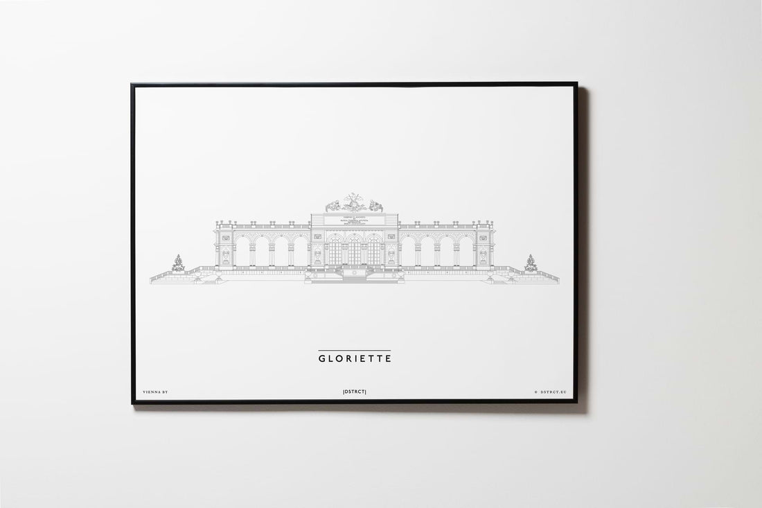 Gloriette Schoss Schönbrunn | Strict Design | Wien | Illustration Zeichnung Bild Print Poster Mit Rahmen Framed L & XL