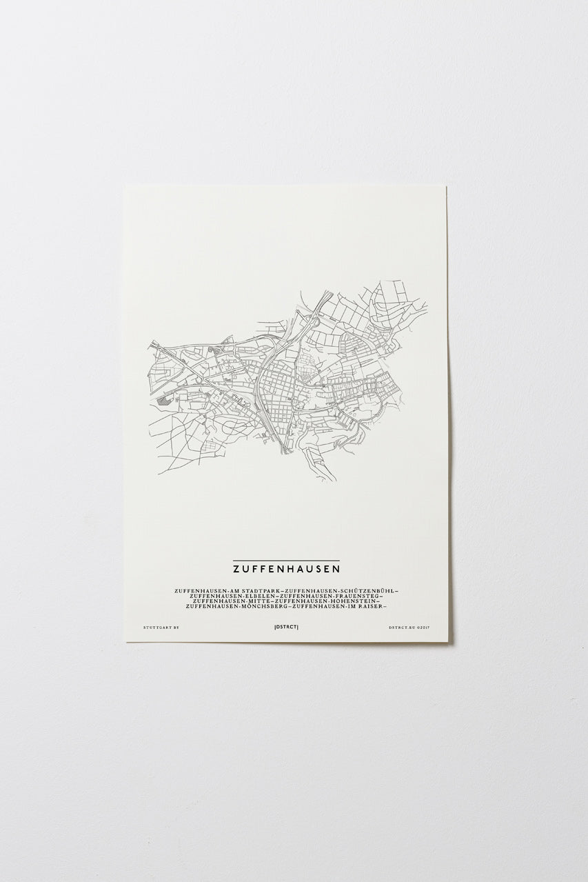 Zuffenhausen | 70435 - 70439 | Stuttgart | City Map Karte Plan Bild Print Poster Ohne Rahmen Unframed