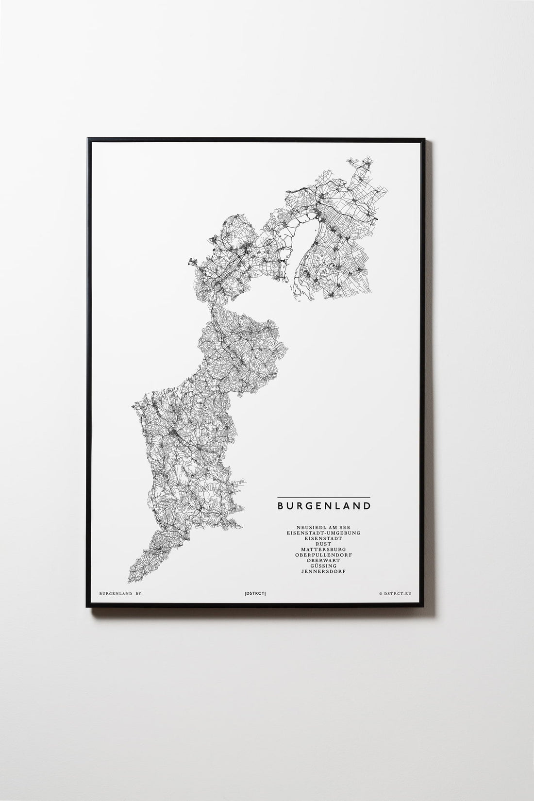 Burgenland | Österreich | City Map Karte Plan Bild Print Poster Illustration Framed mit Rahmen L & XL