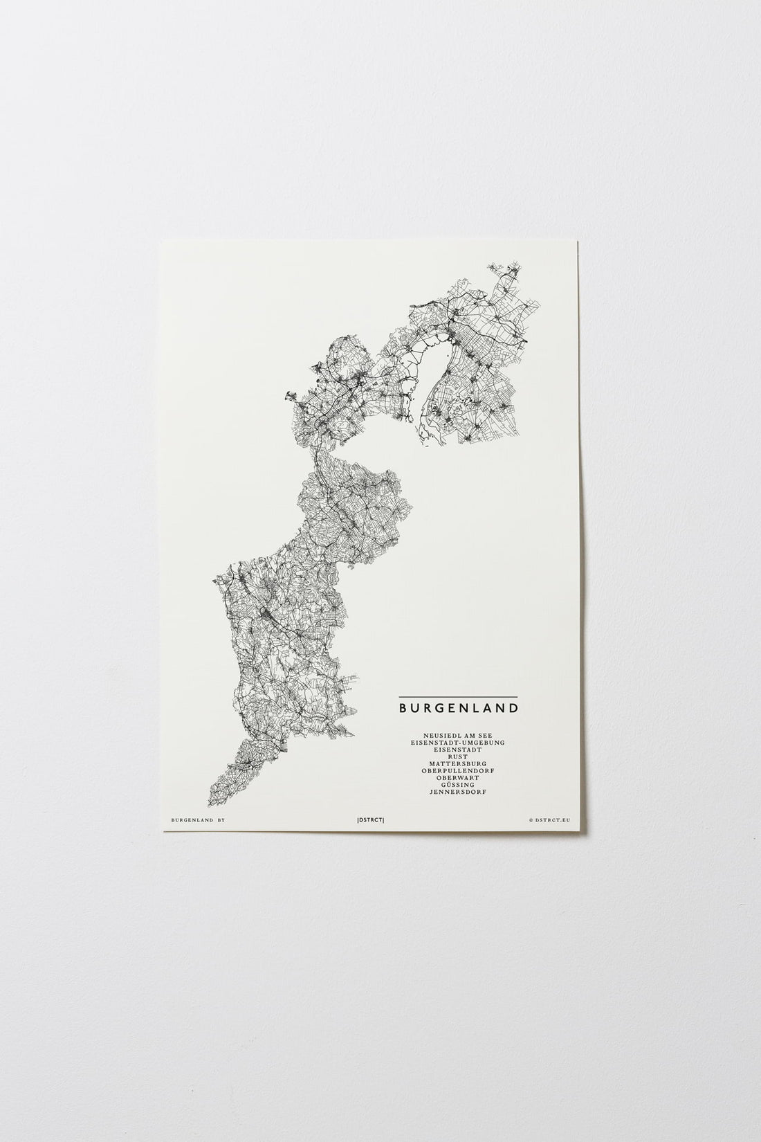 Burgenland | Österreich | City Map Karte Plan Bild Print Poster Illustration Unframed Ohne Rahmen
