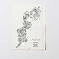 Burgenland | Österreich | City Map Karte Plan Bild Print Poster Illustration Unframed Ohne Rahmen