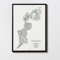 Burgenland | Österreich | City Map Karte Plan Bild Print Poster Illustration Framed mit Rahmen