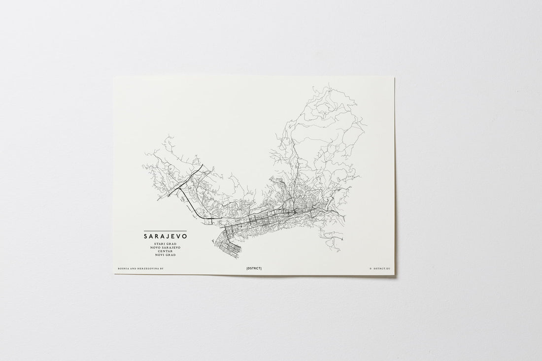 Sarajevo | Bosnien und Herzegowina | City Map Karte Plan Bild Print Poster Ohne Rahmen Unframed