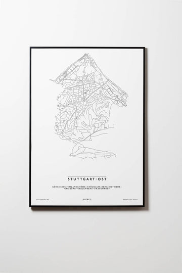 Stuttgart Ost | Stuttgart | City Map Karte Plan Bild Print Poster Mit Rahmen Framed L & XL
