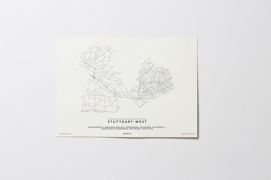 Stuttgart West | Stuttgart | City Map Karte Plan Bild Print Poster Ohne Rahmen Unframed