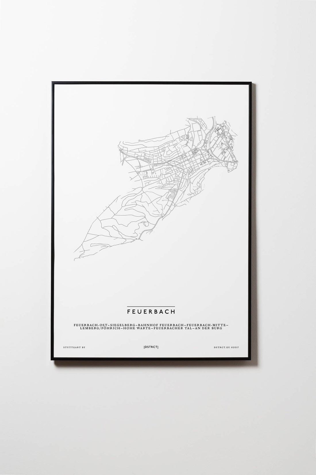 Feuerbach | 70469 | Stuttgart | City Map Karte Plan Bild Print Poster Mit Rahmen Framed L & XL
