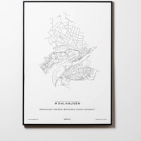 Mühlhausen | 70378 - 70437 | Stuttgart | City Map Karte Plan Bild Print Poster Mit Rahmen Framed L & XL