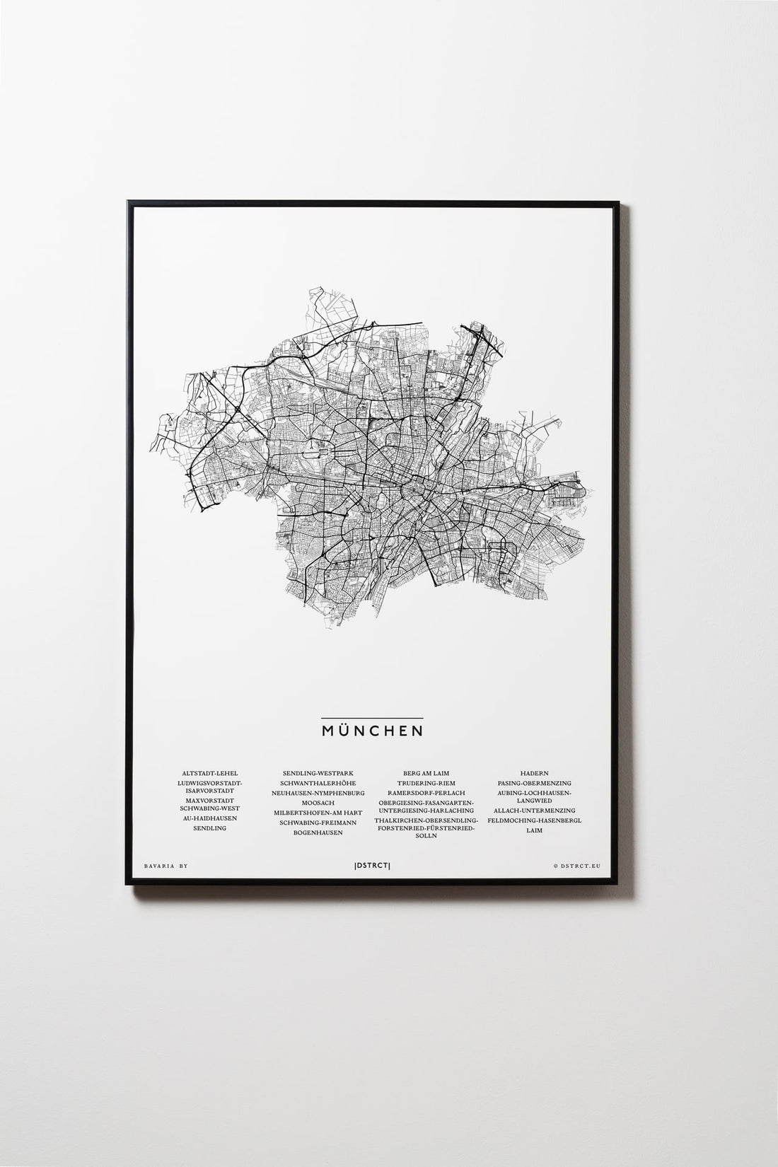 München | Bayern | Deutschland | City Map Karte Plan Bild Print Poster Mit Rahmen Framed L & XL