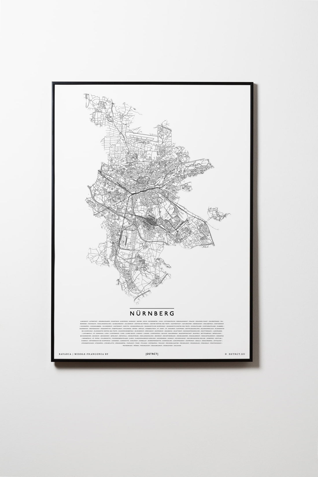 Nürnberg | Bayern | Deutschland | City Map Karte Plan Bild Print Poster Mit Rahmen Framed L & XL