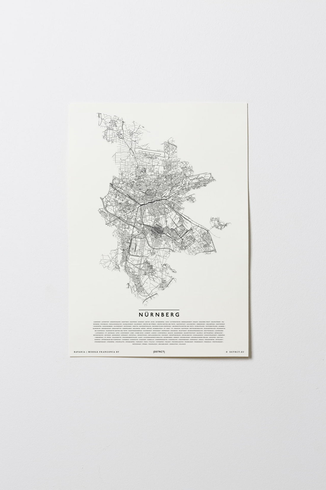 Nürnberg | Bayern | Deutschland | City Map Karte Plan Bild Print Poster Ohne Rahmen Unframed