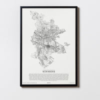 Nürnberg | Bayern | Deutschland | City Map Karte Plan Bild Print Poster Mit Rahmen Framed