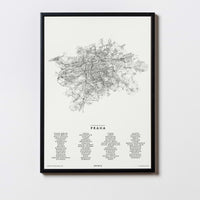 Prag | Tschechien | City Map Karte Plan Bild Print Poster Mit Rahmen Framed