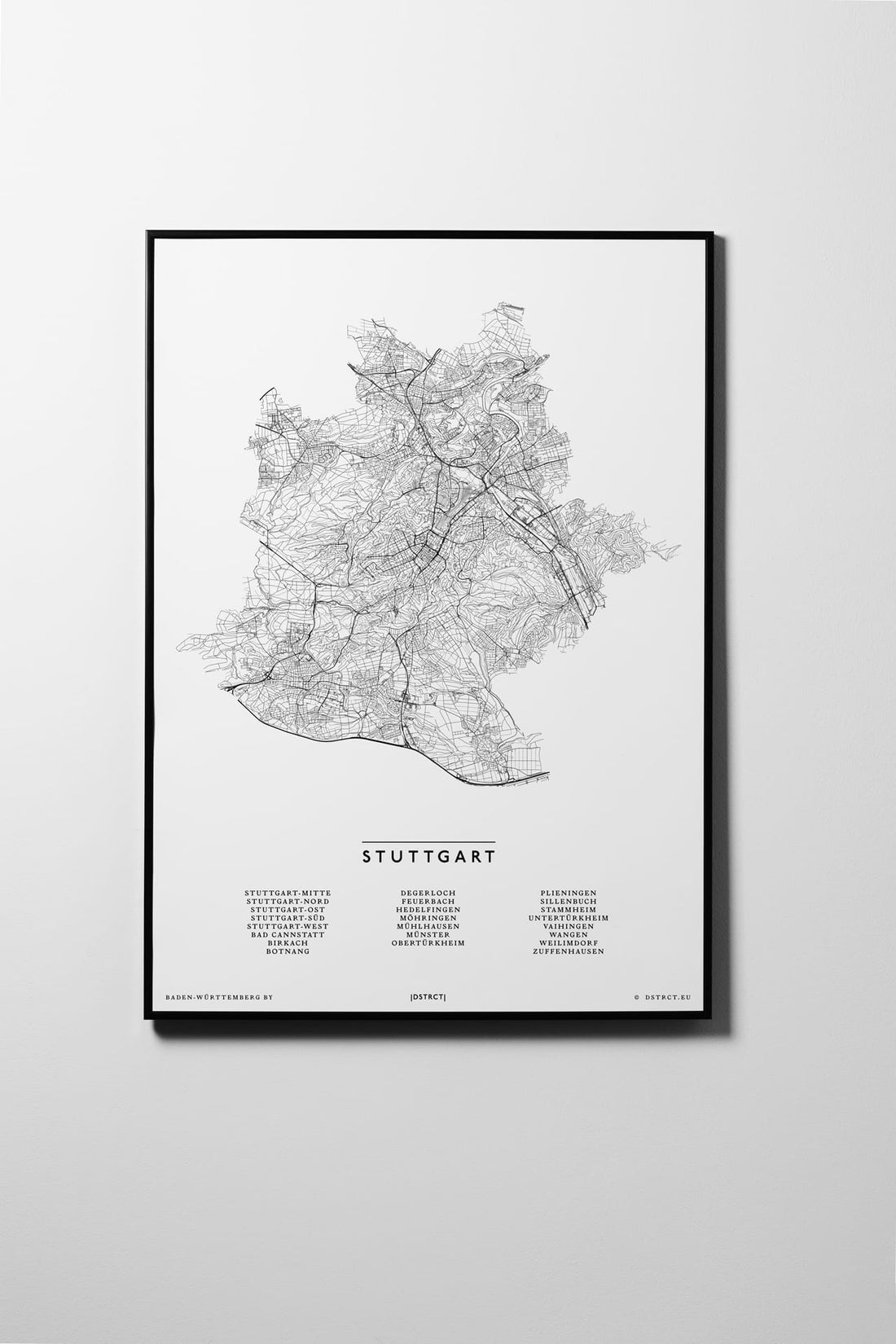 Stuttgart | Baden-Württemberg | Deutschland | City Map Karte Plan Bild Print Poster Mit Rahmen Framed L & XL