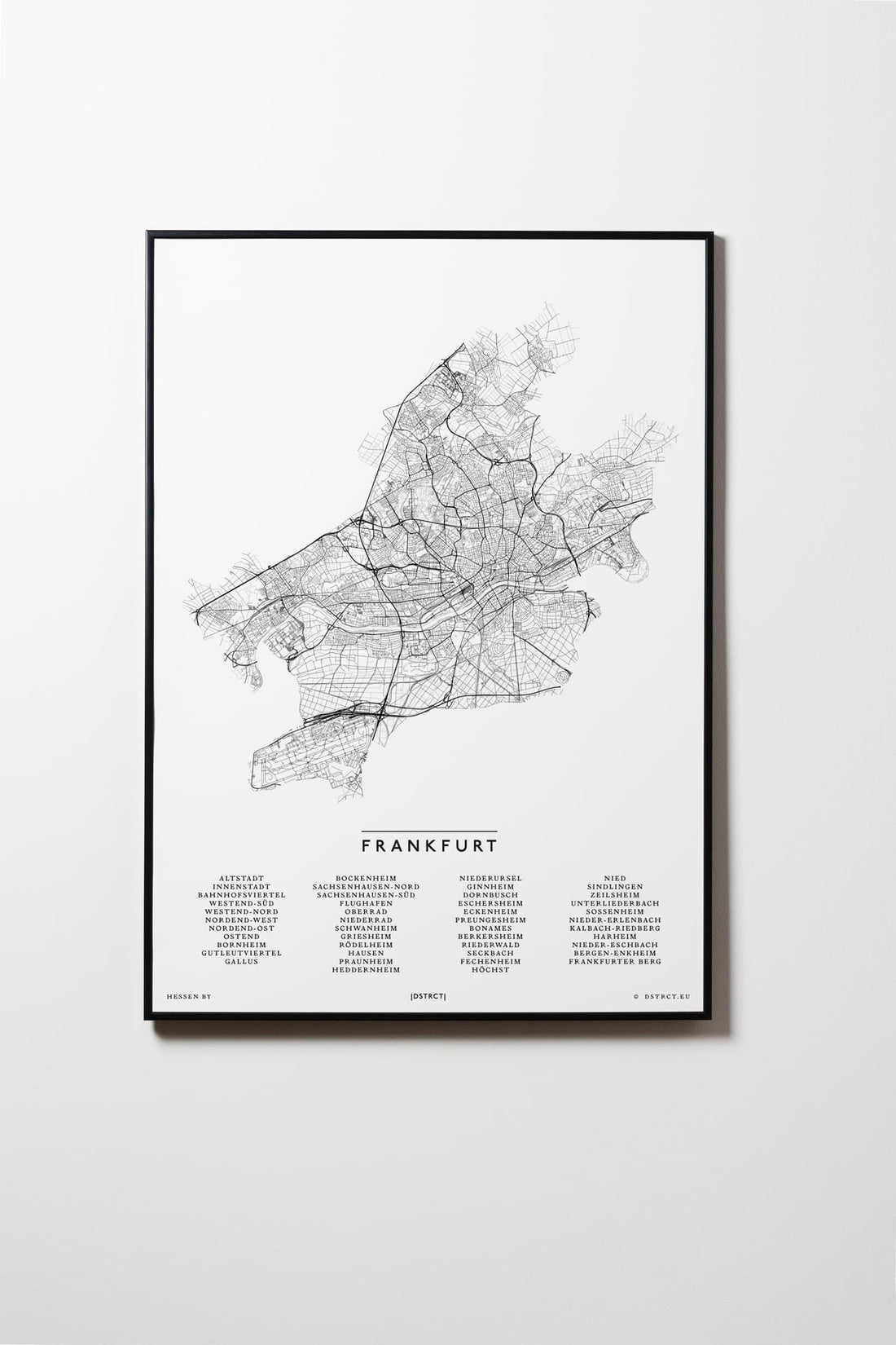 Frankfurt | Deutschland | City Map Karte Plan Bild Print Poster Mit Rahmen Framed L & XL