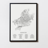 Frankfurt | Deutschland | City Map Karte Plan Bild Print Poster Mit Rahmen Framed