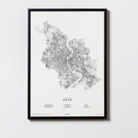 Köln | Nordrhein-Westfalen | Deutschland | City Map Karte Plan Bild Print Poster Mit Rahmen Framed