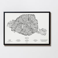 Paris | Frankreich | City Map Karte Plan Bild Print Poster Mit Rahmen Framed